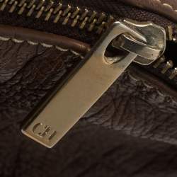 Pre Owned Carolina Herrera Brown Monogram Embossed Leather Hobo