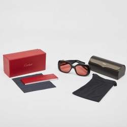 Pre Owned Cartier Black/Pink Panthère de Cartier Square Sunglasses