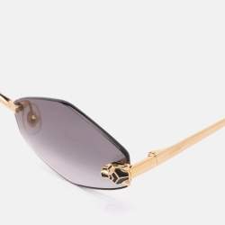 مملوكة مسبقًا Cartier Gold Tone/Black CT0433S Panther Rimless Sunglass