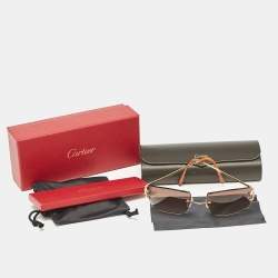 Pre Owned Cartier Brown Gradient CT009RS Signature C de Cartier Square Sunglasses