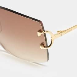 Pre Owned Cartier Brown Gradient CT009RS Signature C de Cartier Square Sunglasses