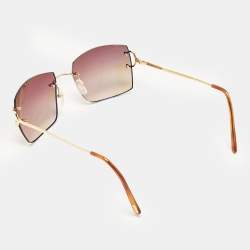 Pre Owned Cartier Brown Gradient CT009RS Signature C de Cartier Square Sunglasses