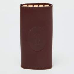 Pre Owned Cartier Burgundy Leather Must de Cartier Key Holder