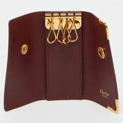 Pre Owned Cartier Burgundy Leather Must de Cartier Key Holder