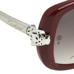 مملوكة مسبقًا نظارة شمسية كارتييه مربعة بانثير دو كارتييه متدرجه رمادية/ عنابية