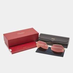 Cartier Gold Panthere Geometric Sunglasses