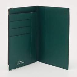 Pre Owned Cartier Green Leather Must de Cartier Passport Holder