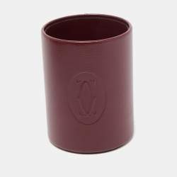 Pre Owned Cartier Burgundy Leather Must de Cartier Pen Holder