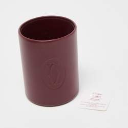 Pre Owned Cartier Burgundy Leather Must de Cartier Pen Holder