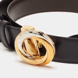 Cartier Black/Brown Leather Trinity Buckle Reversible Belt