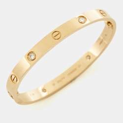 Cartier Love 4 Diamonds 18k Yellow Gold Bracelet 17