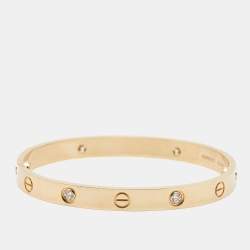 Cartier Love 4 Diamonds 18k Yellow Gold Bracelet 17