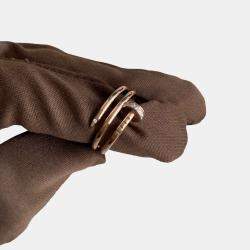 Cartier 18K Rose Gold Diamonds Juste Un Clou Double Wrap Nail Ring Size 53