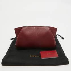 Pre Owned Cartier Red Leather C De Cartier Clutch