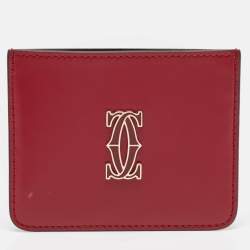 Cartier Red Leather C De Cartier Simple Card Holder