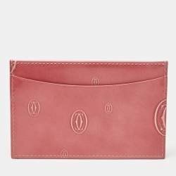 Pre Owned Cartier Pink Patent Leather Happy Birthday Card Holder