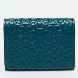 Cartier Teal Green Embossed Leather Panthere De Cartier Card Case