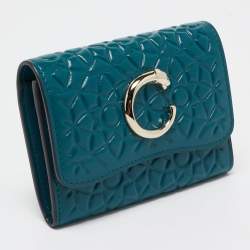 Cartier Teal Green Embossed Leather Panthere De Cartier Card Case