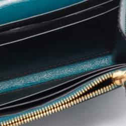 Cartier Teal Green Embossed Leather Panthere De Cartier Card Case