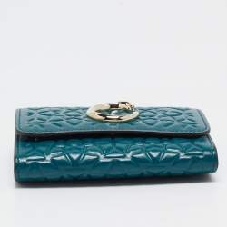 Cartier Teal Green Embossed Leather Panthere De Cartier Card Case