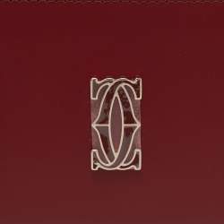 Pre Owned Cartier Burgundy Leather C De Cartier Simple Card Holder