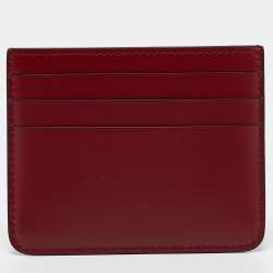 Pre Owned Cartier Burgundy Leather C De Cartier Simple Card Holder