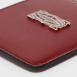 Pre Owned Cartier Burgundy Leather C De Cartier Simple Card Holder