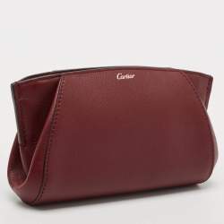 Pre Owned Cartier Red Leather C De Cartier Clutch