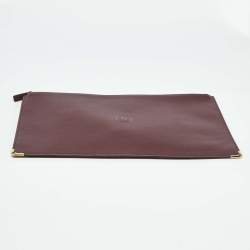 Pre Owned Cartier Burgundy Leather Must de Cartier Flat Pouch 