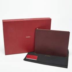 Pre Owned Cartier Burgundy Leather Must de Cartier Flat Pouch 