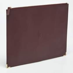 Pre Owned Cartier Burgundy Leather Must de Cartier Flat Pouch 