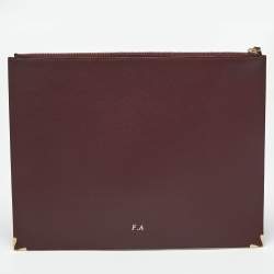 Pre Owned Cartier Burgundy Leather Must de Cartier Flat Pouch 
