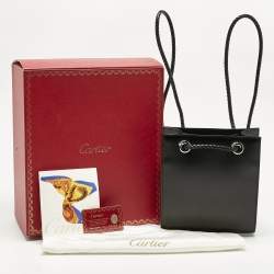 Pre Owned Cartier Black Leather Panthere De Cartier Drawstring Backpack