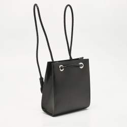 Pre Owned Cartier Black Leather Panthere De Cartier Drawstring Backpack