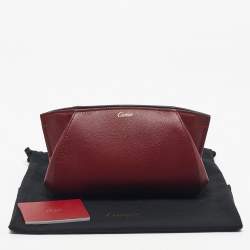 Pre Owned Cartier Red Leather C De Cartier Clutch