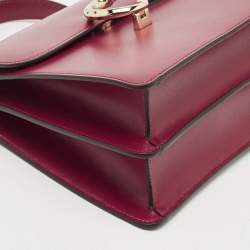 Pre Owned Cartier Burgundy Leather Small Panthere C De Cartier Top Handle Bag