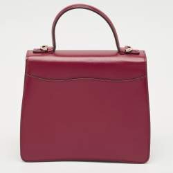 Pre Owned Cartier Burgundy Leather Small Panthere C De Cartier Top Handle Bag