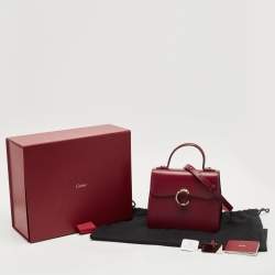 Pre Owned Cartier Burgundy Leather Small Panthere C De Cartier Top Handle Bag