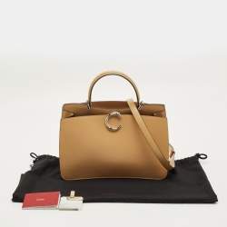 Pre Owned Cartier Camel Leather Small Panthere C De Cartier Top Handle Bag