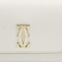 مملوكة مسبقًا Cartier Double C De Cartier White Leather Card Case