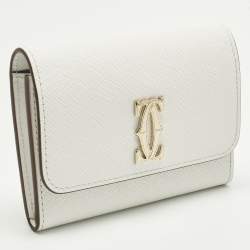 مملوكة مسبقًا Cartier Double C De Cartier White Leather Card Case