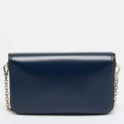 Pre Owned Cartier C De Cartier Mini Navy Blue Leather Shoulder Bag