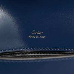 Pre Owned Cartier C De Cartier Mini Navy Blue Leather Shoulder Bag