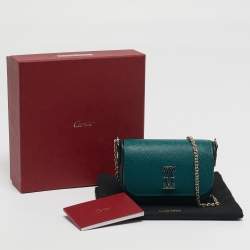 Pre Owned Cartier C De Cartier Mini Green Leather Chain Clutch