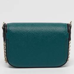 Pre Owned Cartier C De Cartier Mini Green Leather Chain Clutch