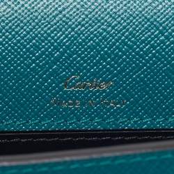 Pre Owned Cartier C De Cartier Mini Green Leather Chain Clutch