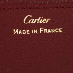 Pre Owned Cartier Dark Red Leather C De Cartier Compact Wallet