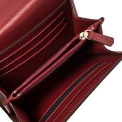 Pre Owned Cartier Dark Red Leather C De Cartier Compact Wallet