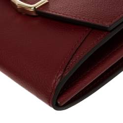 Pre Owned Cartier Dark Red Leather C De Cartier Compact Wallet
