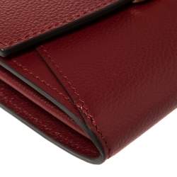 Pre Owned Cartier Dark Red Leather C De Cartier Compact Wallet